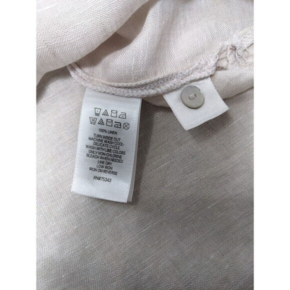 Tahari Linen Top Blouse Tunic Relaxed Fit Beige Tan Medium - Picture 5 of 7